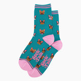 French Bulldogs Bamboo Socks in Teal