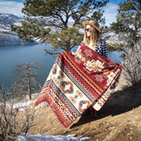 Andean Alpaca Wool Blanket - Wildfire - Red/Cream