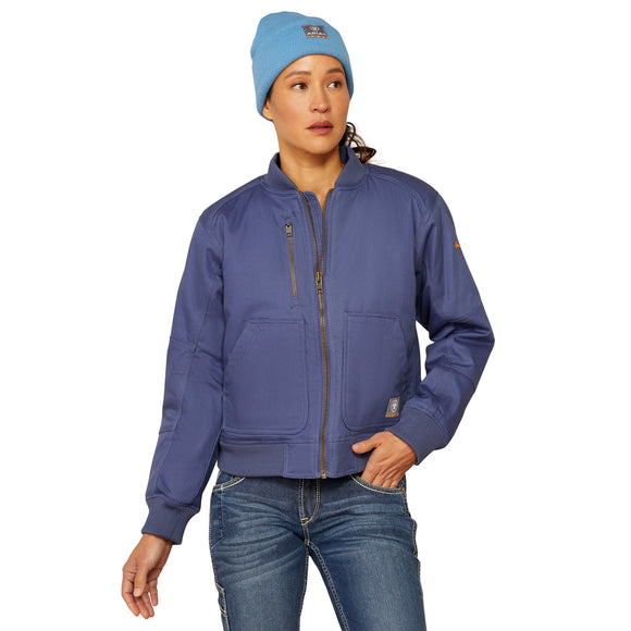 Rebar Stretch Canvas Bomber Jacket - Blue Indigo