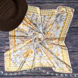 AVS-863 HORSES PRINT SILK WILD RAG/SCARF 36X36