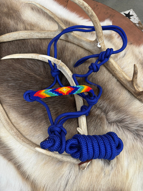 Beaded Rope Halter - Royal Blue