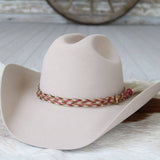 Genuine Horsehair 6 Strand Braided Hat Band with Single Tassel - Pink
