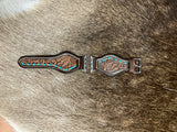 Tooling Leather Rounded Apple Watch Strap with Turq – WS105