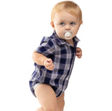 JUST COUNTRY
Infant's Frankie Short Sleeve Full Button Jumpsuit - NAVY & WHITE PLAID