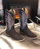 Ariat Men's Futurity Relentless Bama Fury Cowboy Boot Western - Chocolate Bison | Royal Blue