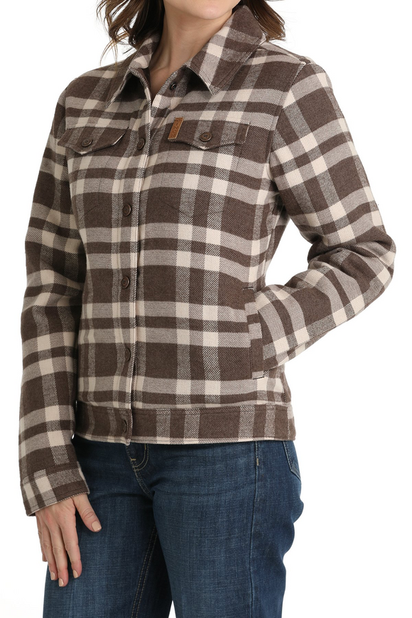 Cinch WOMEN'S PLAID TRUCKER JACKET - GRAY/BROWN
