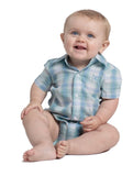 JUST COUNTRY
Infant's Frankie Short Sleeve Full Button Jumpsuit - Riviera Blue & Sea Green Plaid