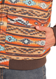 BROWN AZTEC JACQUARD BOMBER JACKET