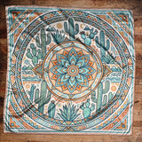AVS-855 AZTEC CACTI PRINT SILK WILD RAG 36X36