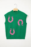 PRETTY BASH Western Horseshoe Mock Neck Sweater - ZEWU