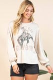 KC035-CLEO WESTERN COWBOY GRAPHIC LONG SLEEVE SWEATSHIRT