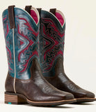 Ariat San Angelo VentTEK 360 Wide Square Toe Western Boot - CHOCOLATE CHIP|LOYAL BLUE