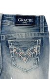 Paisley Detail Embroidery Girl Boot Cut | GB-81671
