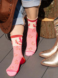 Cowboy Boot Stripe Bamboo Socks in Pink