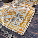 AVS-863 HORSES PRINT SILK WILD RAG/SCARF 36X36