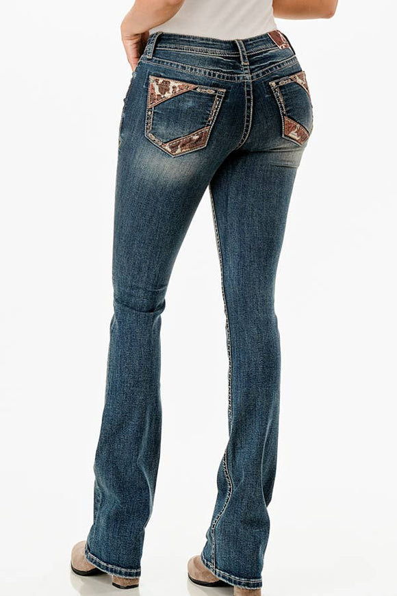 Horse Hide Trims Modify Mid-Rise Boot Cut 34