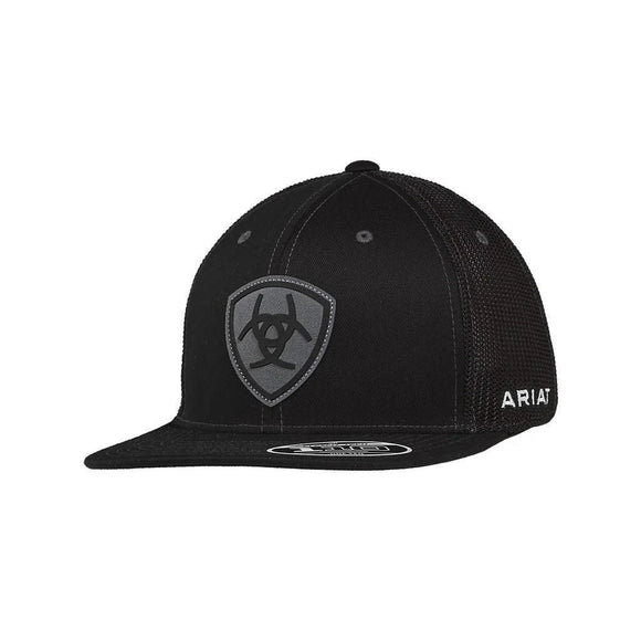 Ariat Mns Shield Logo Mesh Black Snap Back Cap