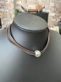 Western Leather Bead Choker WL01
