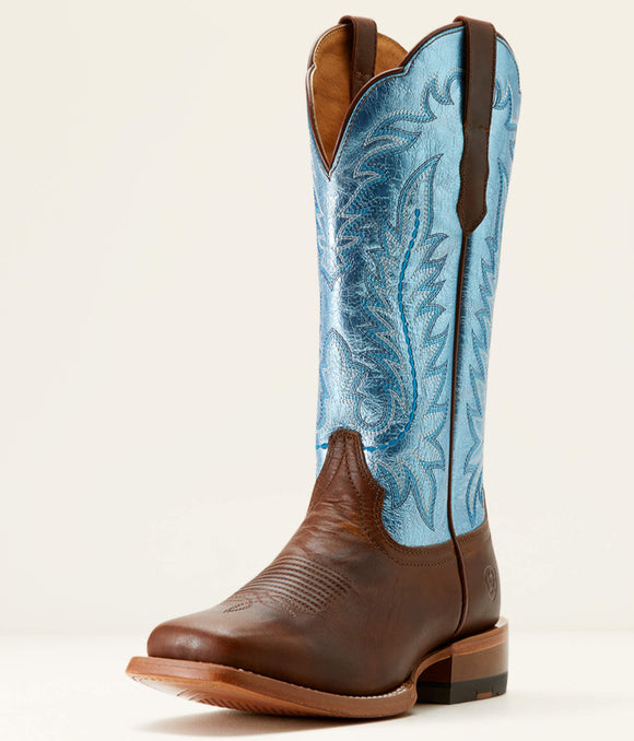 Ariat Ladies Frontier Tilly Western Boot - DAPPER TAN|SURF BLUE