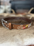 Ariat Wms Belt 1.5in Embroidered Flowers Brown - A1567502
