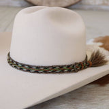 Genuine Horsehair 6 Strand Braided Hat Band with Single Tassel - Green