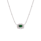Ultra Mini Belt Buckle Birthstone Necklace - Silver