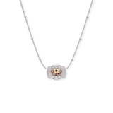 Ultra Mini Belt Buckle Birthstone Necklace - Silver