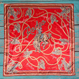 AVS868 VINTAGE WESTERN RODEO SILK SCARF 36X36