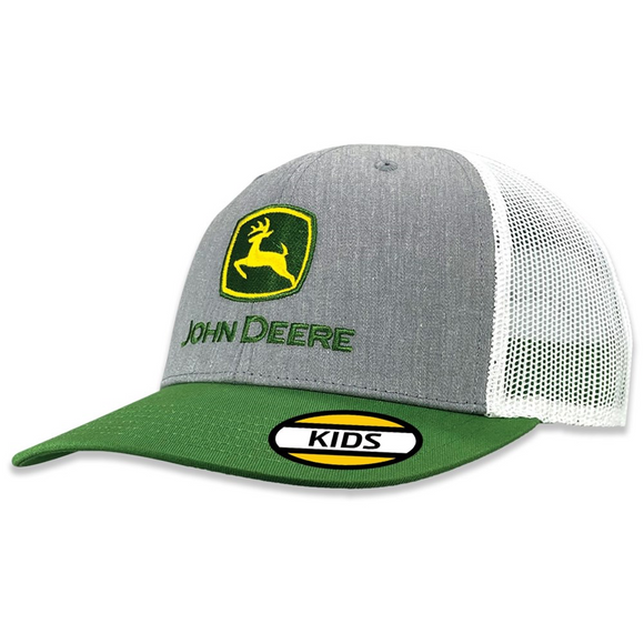 JD KIDS-BASIC TRUCKER MESH CAP-HEATHER GREY/GREEN/WHITE - Kids