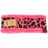Leopard Print CC Fashion Headband with Fuzzy Lining: New Olive