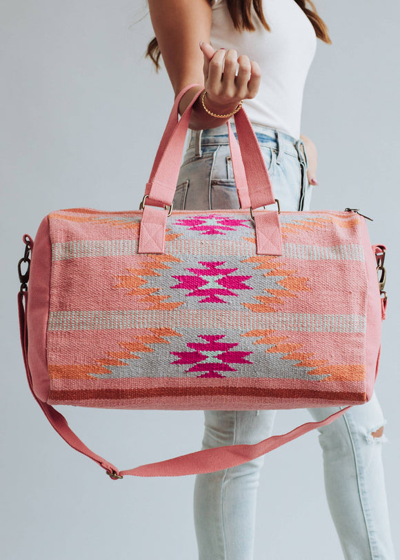 Orange, Bright Pink & Slate Aztec Duffel AOD5