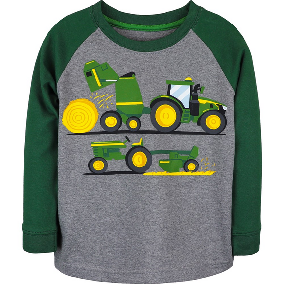 HAY BALER LONG SLEEVE TEE (GREY/GREEN) TODDLER
