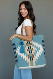 Lt. Blue, Cream & Tan Western Tote