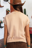 Spring Western Mock Neck Short Sleeve Knit Sweater Vest - VFRE