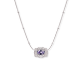 Ultra Mini Belt Buckle Birthstone Necklace - Silver