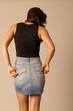 KIMES RANCH WOMEN'S MEDIUM WASH TORY PINSTRIPE DENIM MINI SKIRT