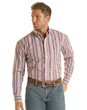 RED PASTEL STRIPE LONG SLEEVE BUTTON SHIRT
