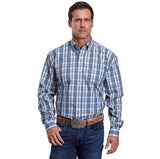 Stetson MEN'S VINTAGE BLUE DOBBY PLAID SHIRT