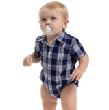 JUST COUNTRY
Infant's Frankie Short Sleeve Full Button Jumpsuit - NAVY & WHITE PLAID