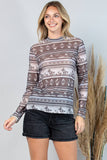 T1502-5711-Dexi Western Cowboy Mesh Print Top
