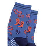Women's Bamboo Socks - Navy Blue/Denim Blue, Cowboy Snakes