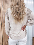 Western Print Colorblocked Long Sleeve Cotton Blouse
