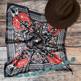 AVS866 BANDANA HORSE PRINT SILK SCARF 36X36