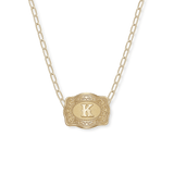 SpurWest Mini Belt Buckle Necklace (Initial) - Gold