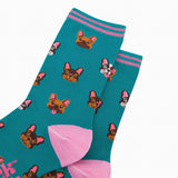 French Bulldogs Bamboo Socks in Teal