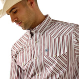 Ariat Men's Pro Series Trae Fitted Snap Shirt - WHITE STRIPE 10071033