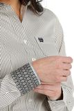 Women's Cinch MSW9164211 TENCEL White/Burgundy/Pink Stripe Button Down Western Shirt