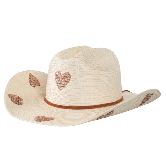 SUNBODY HATS
Kids Cattleman Palm Leaf Hat - Hearts