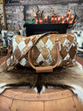 Diamond Pattern Cowhide Overnight Bags - #006