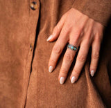 Boot Stitch Turquoise Open Ring - RG6604